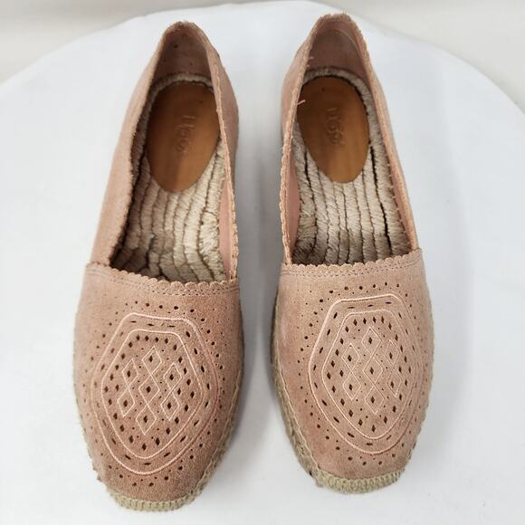 UGG Australia Heidi Espadrille Women 7 Pink Suntan Suede Geometric Perforated - Picture 3 of 14